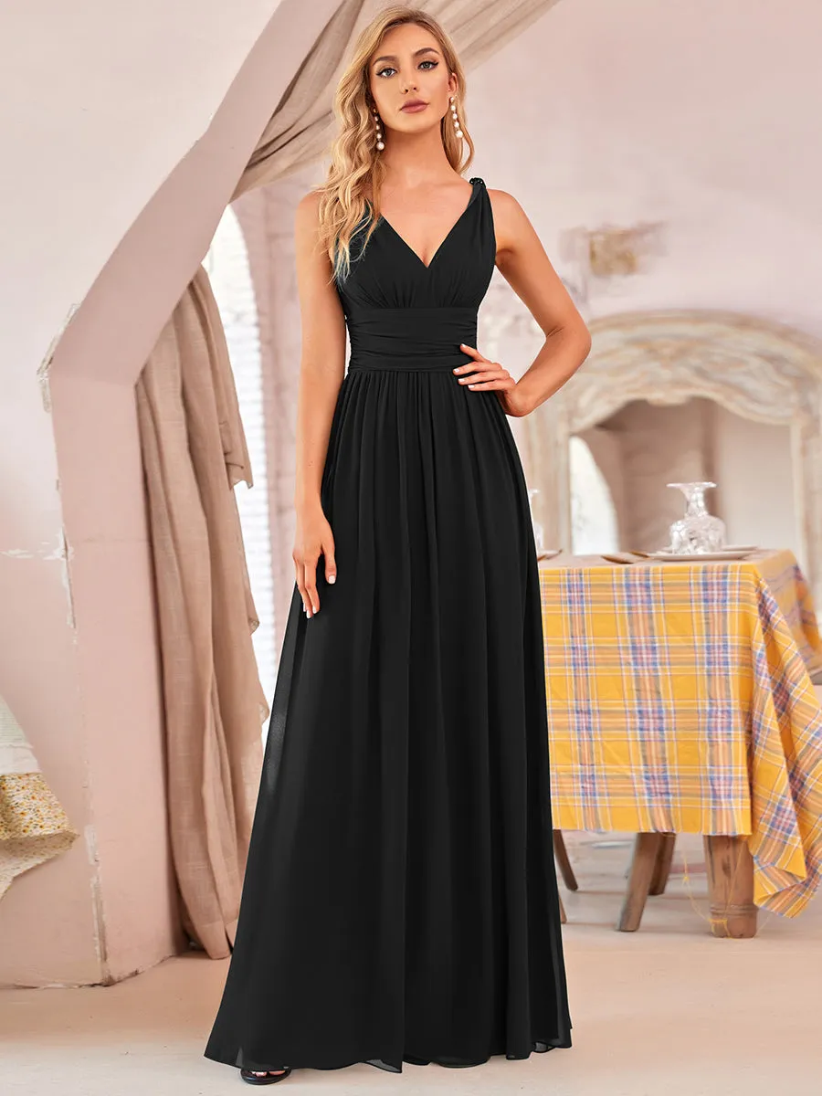 Double V-Neck Elegant Maxi Long Wholesale Evening Dresses