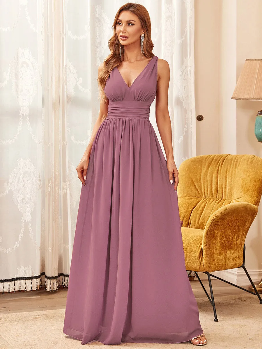 Double V-Neck Elegant Maxi Long Wholesale Evening Dresses