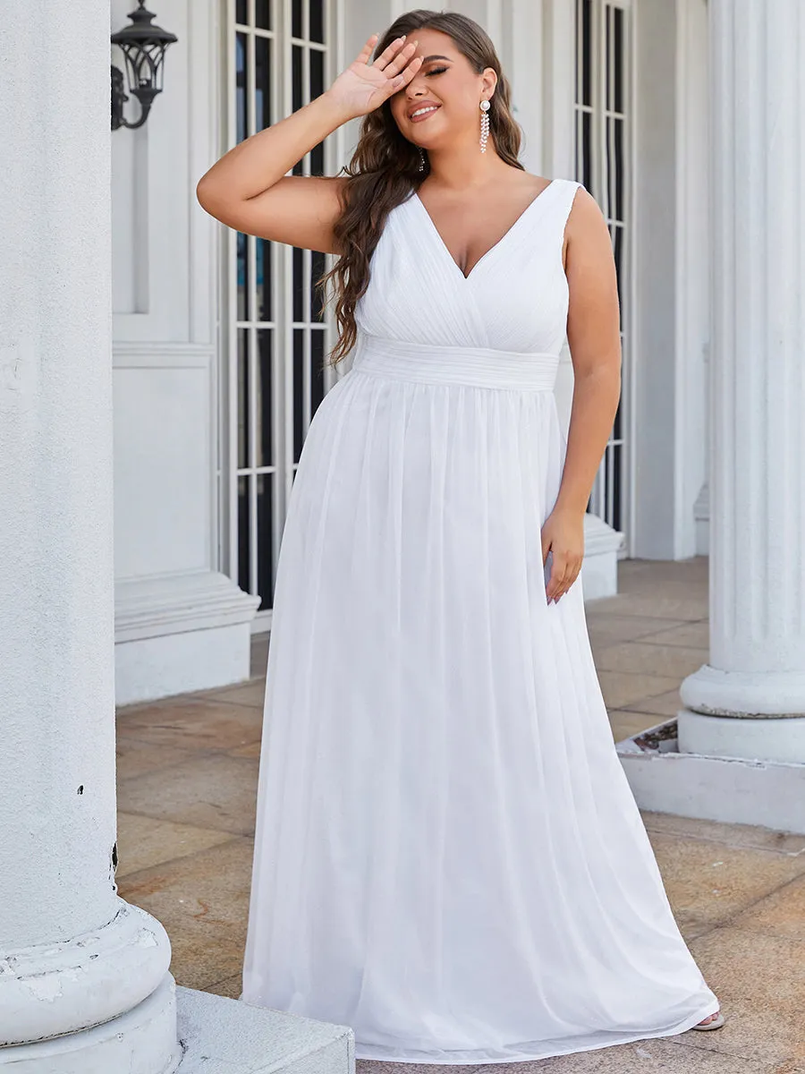 Double V Neck Maxi Long Plus Size Evening Dresses for Party