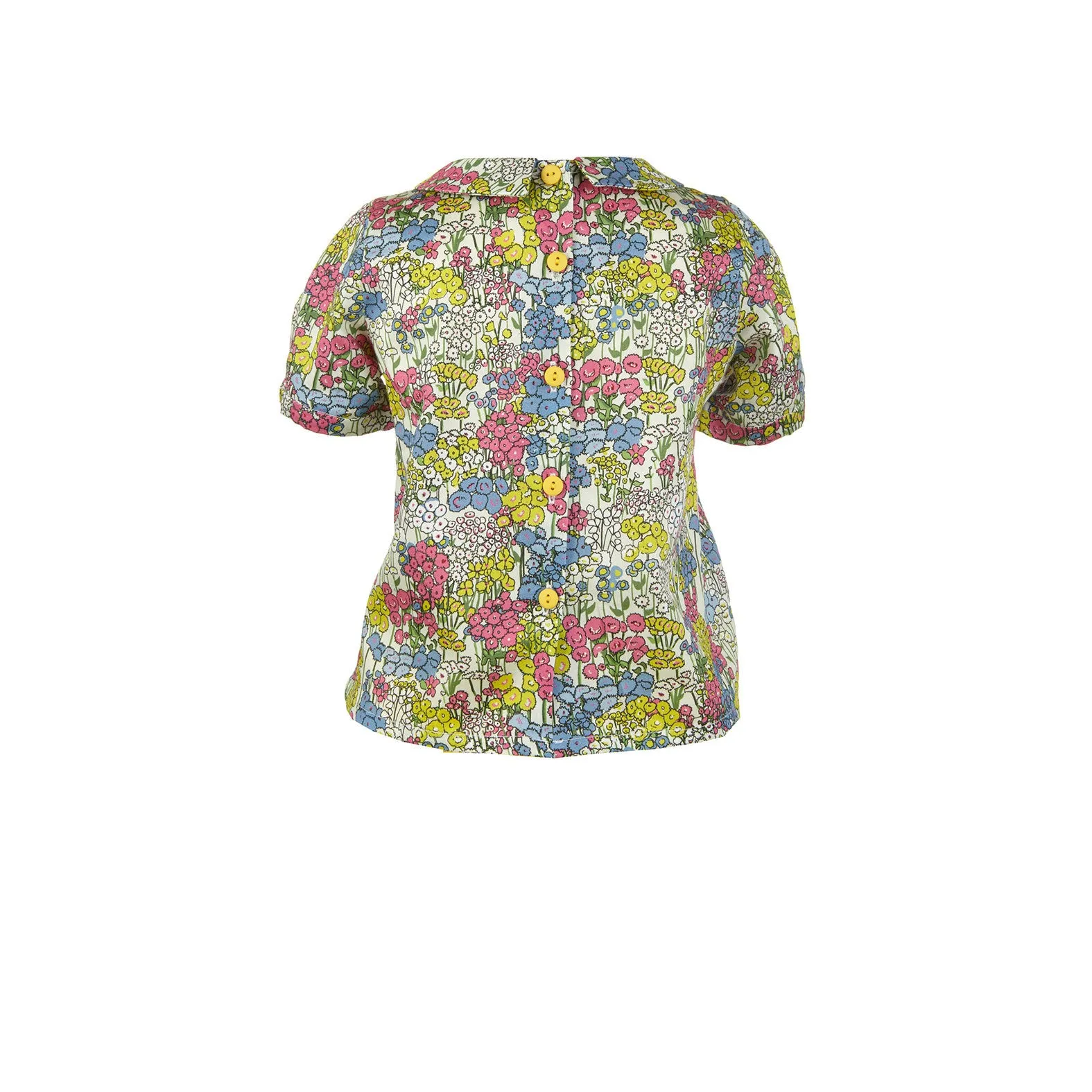 Edna Girl's Blouse - Cream Flower Garden