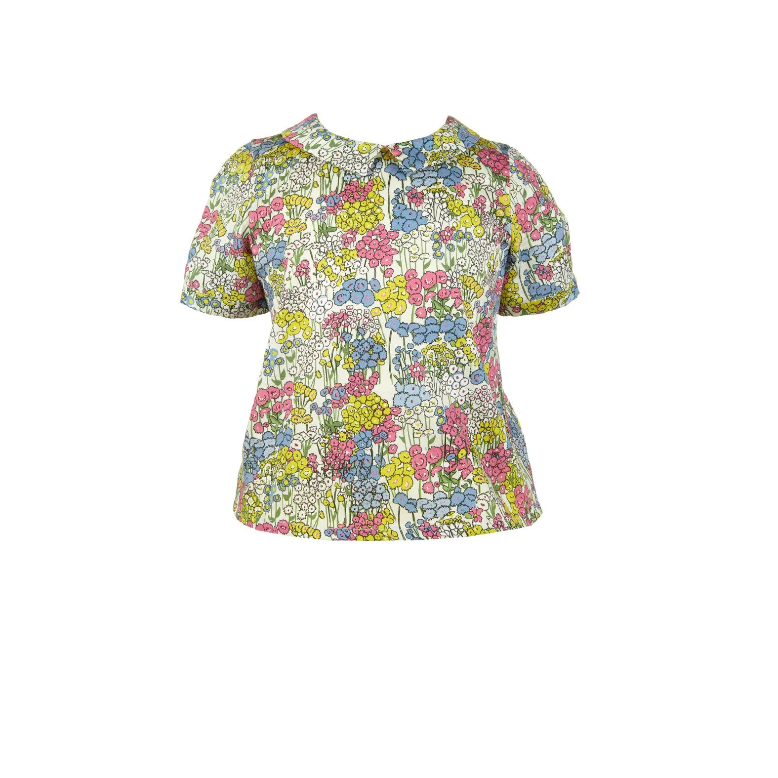 Edna Girl's Blouse - Cream Flower Garden