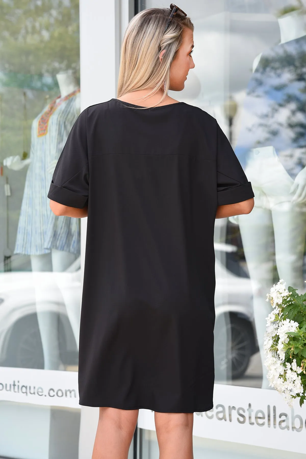 EFFORTLESS STYLE DRESS-BLACK