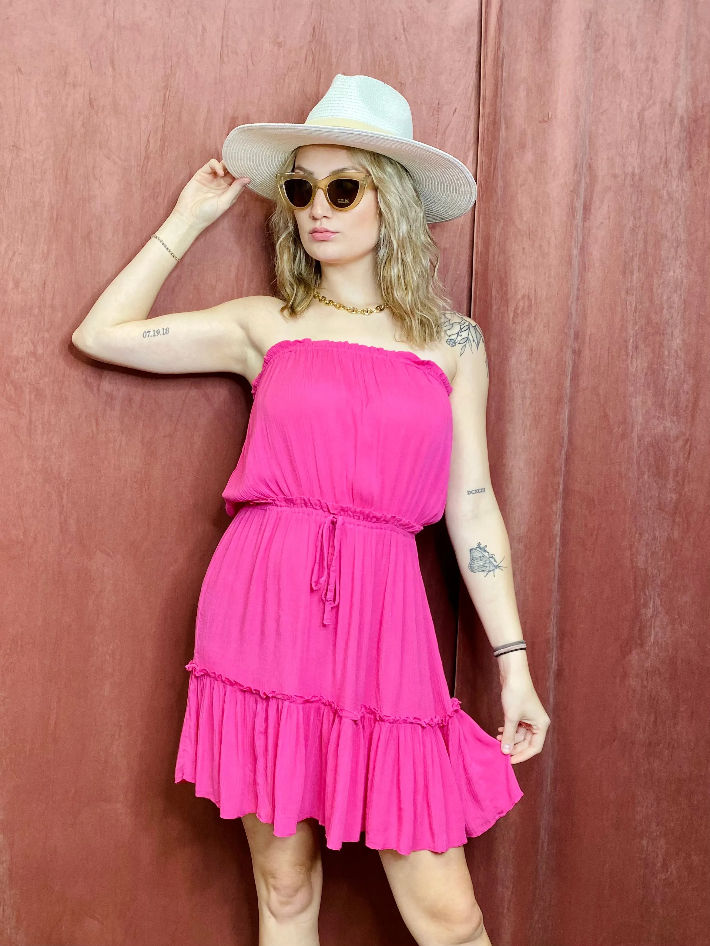 Elle Strapless Pink Dress ELAN