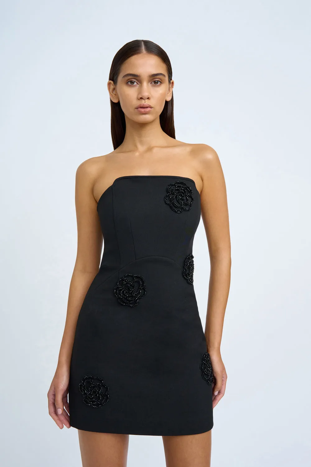 Enchanted Blooms Strapless Mini Dress | Final Sale - Black