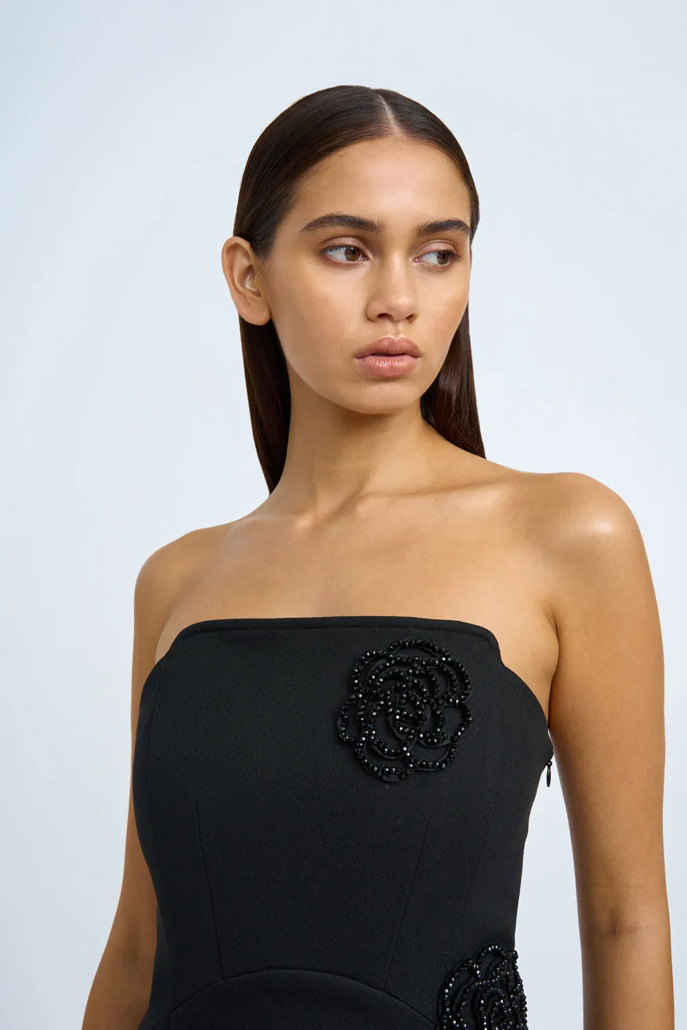 Enchanted Blooms Strapless Mini Dress | Final Sale - Black