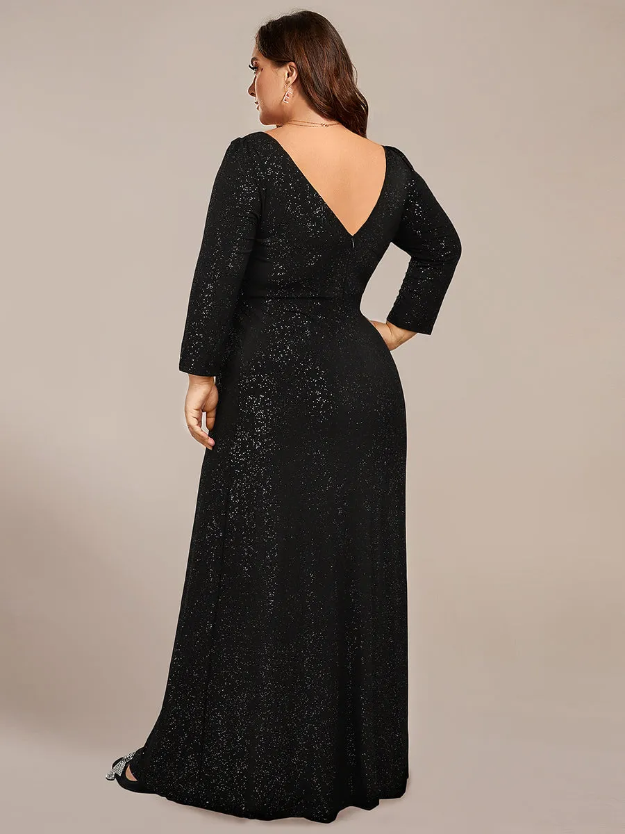 Exquisite Plus Size Split Wholesale Evening Dress with Long Sleeves