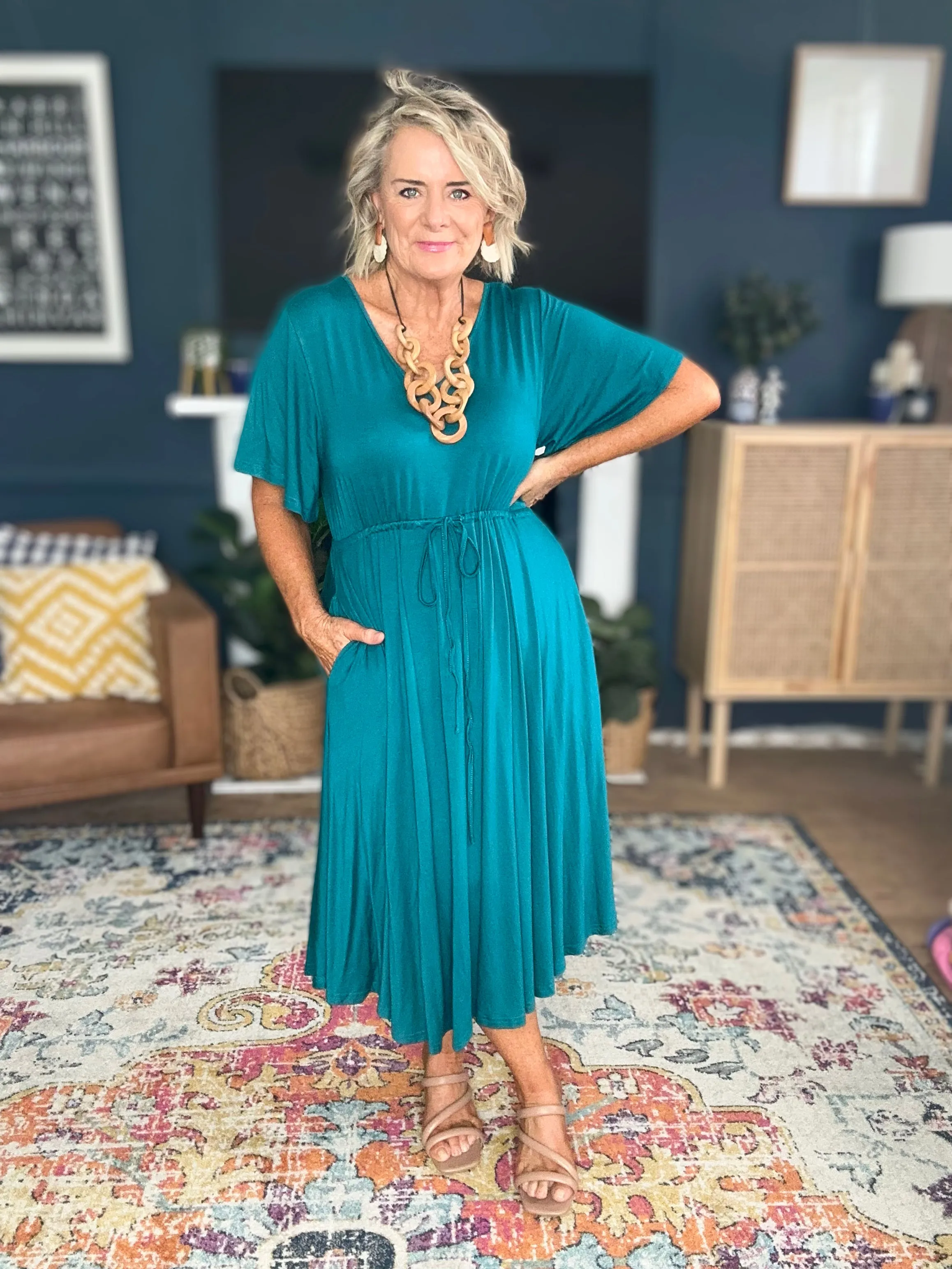 FINAL SALE Billine Dress in Teal