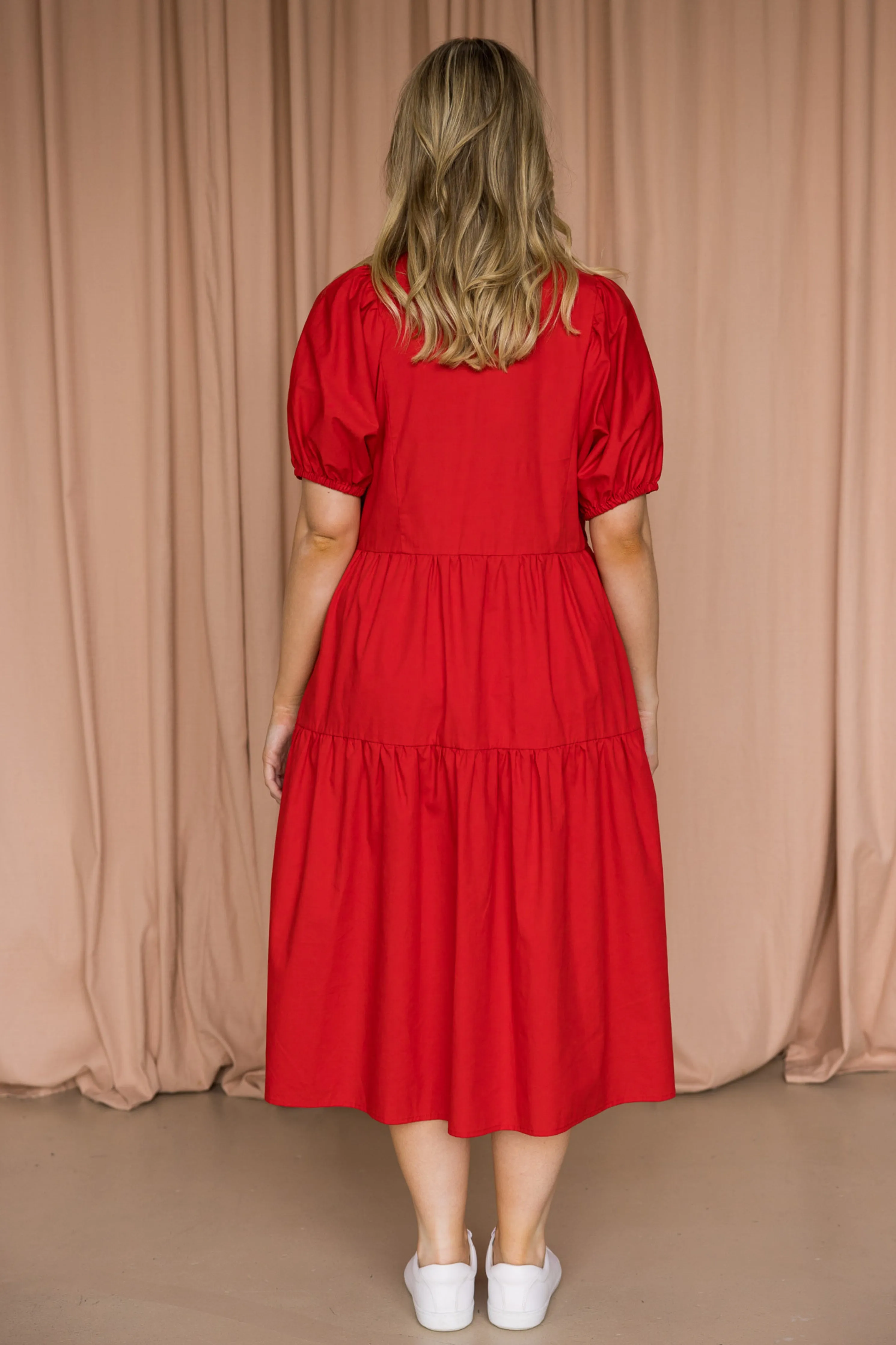 FINAL SALE Drifter Midi Dress in Red