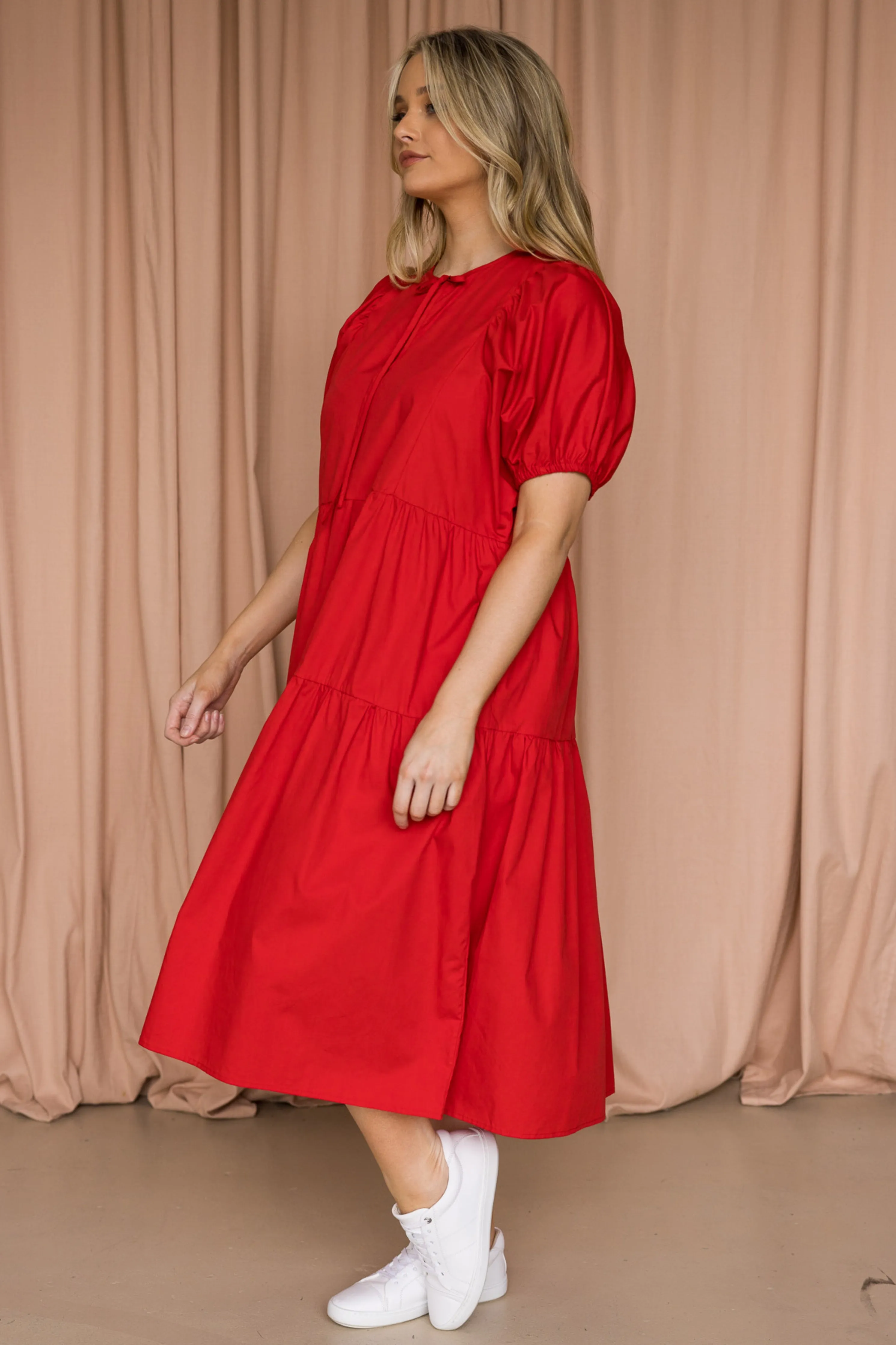 FINAL SALE Drifter Midi Dress in Red