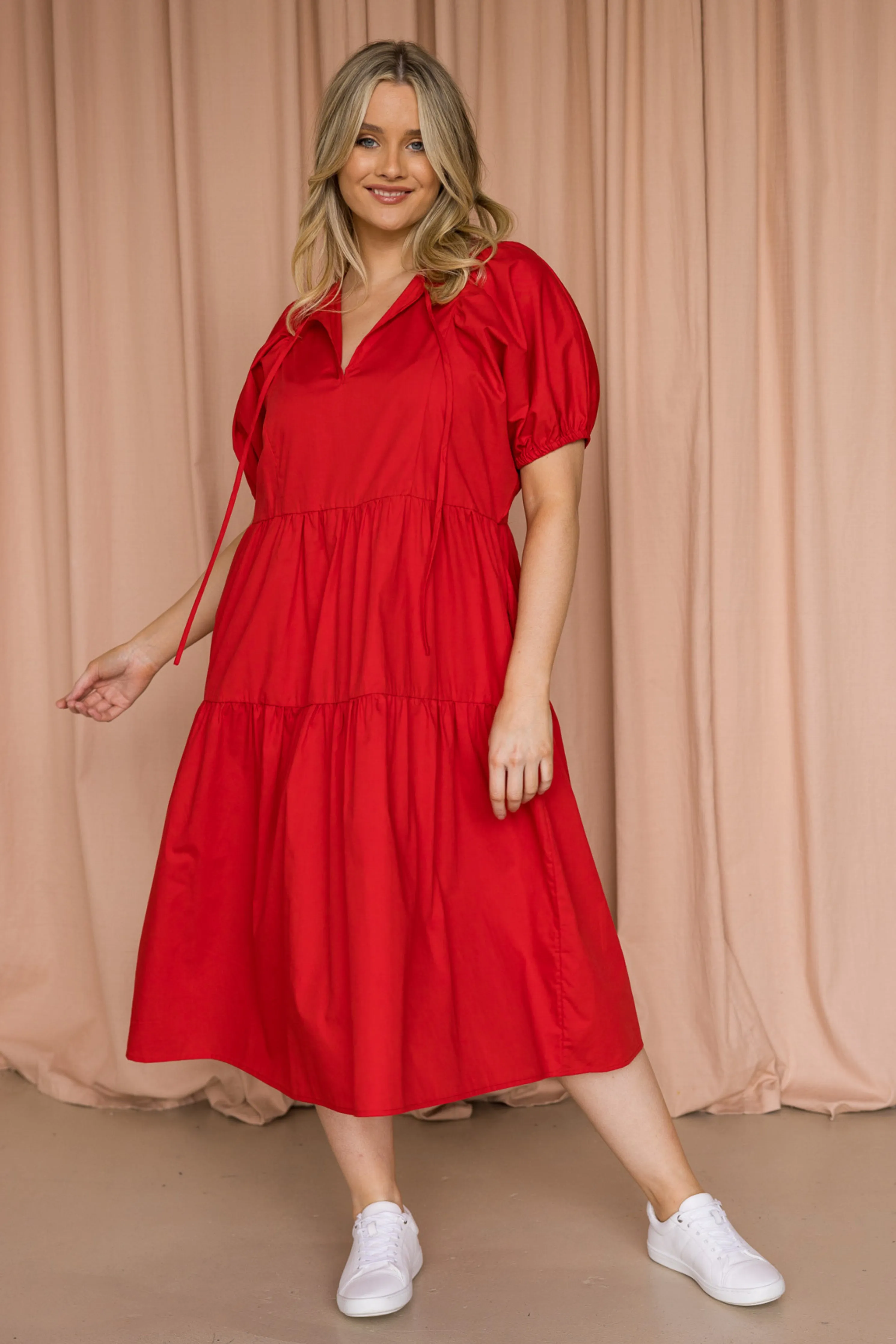 FINAL SALE Drifter Midi Dress in Red