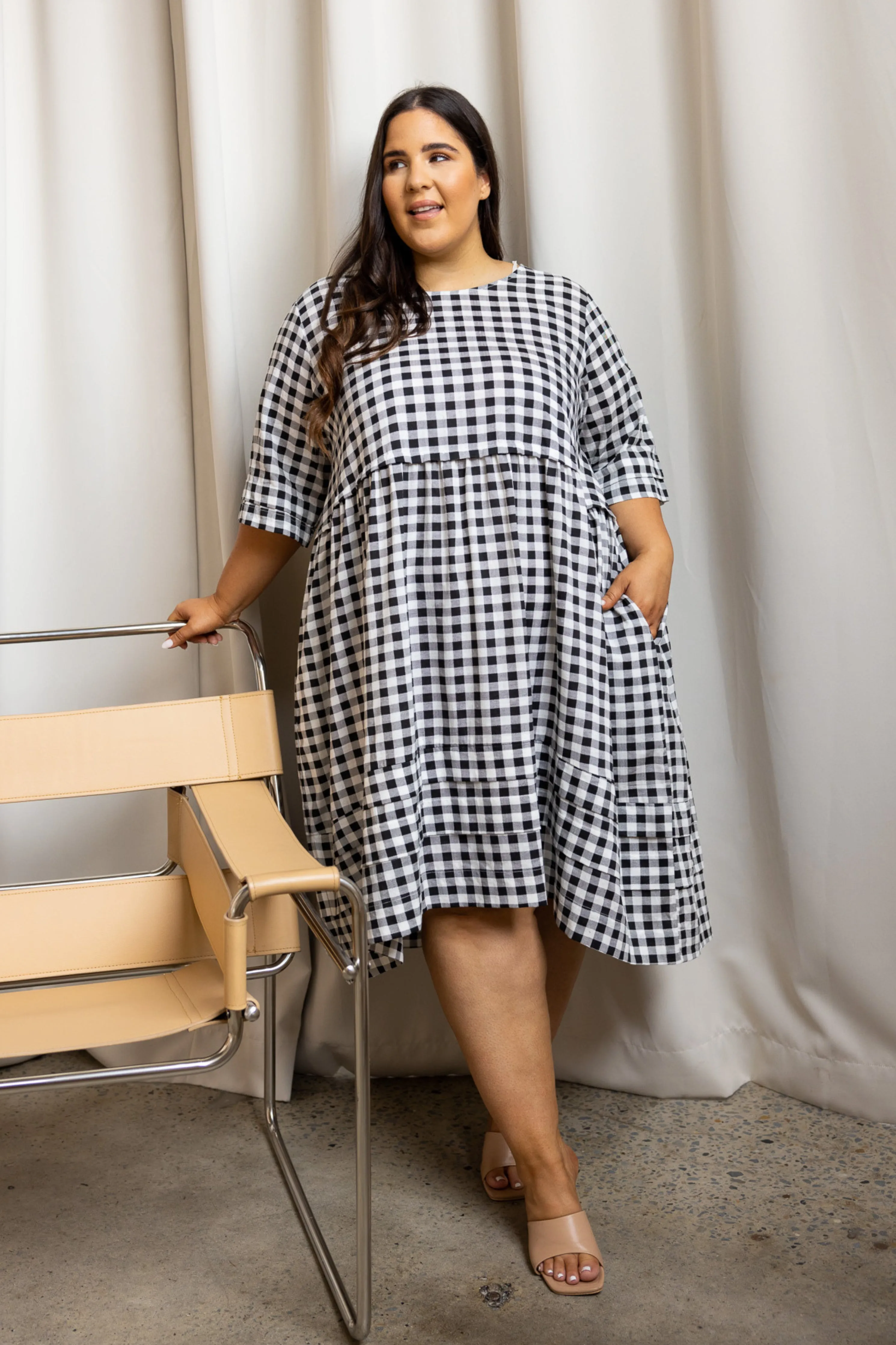 FINAL SALE Kingsley Dress in Night Check