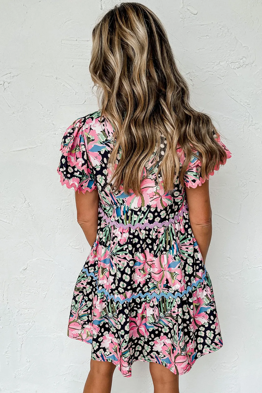 Floral Embellished Tiered Mini Dresses