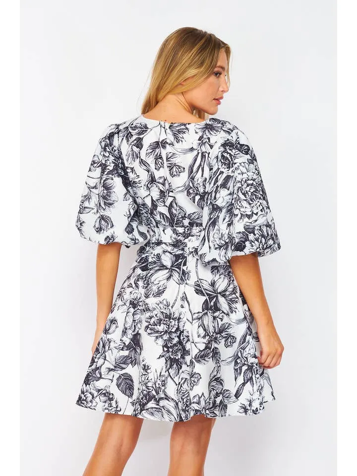 Floral Mini Dress - Black