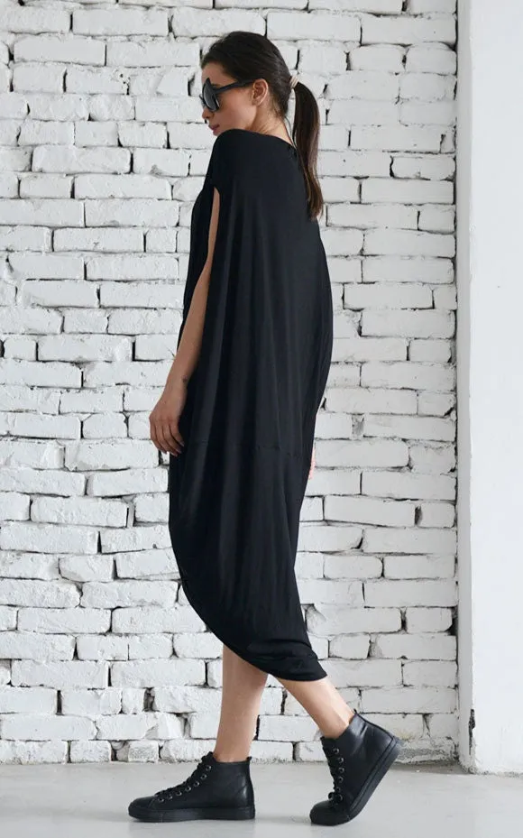 Front Draping Black Dress