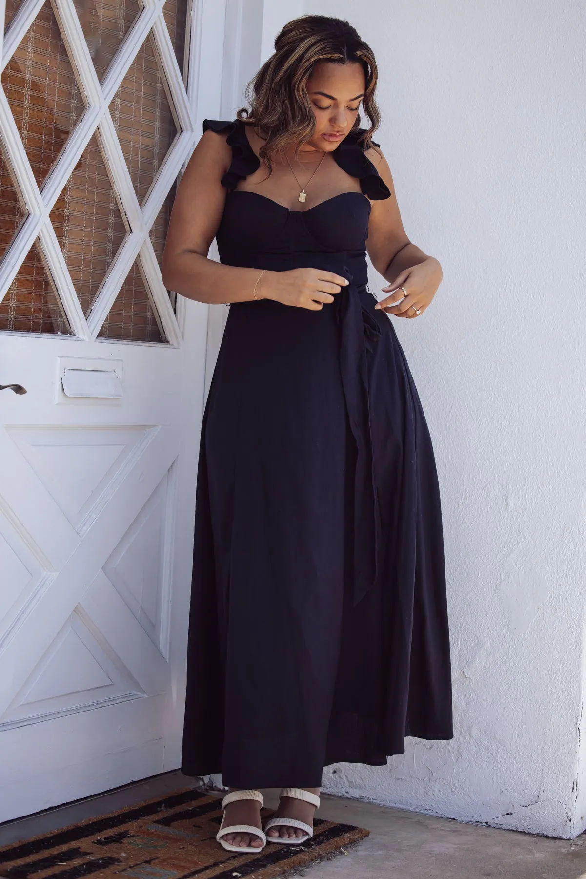 Heaven Sent Corset Flutter Maxi Dress