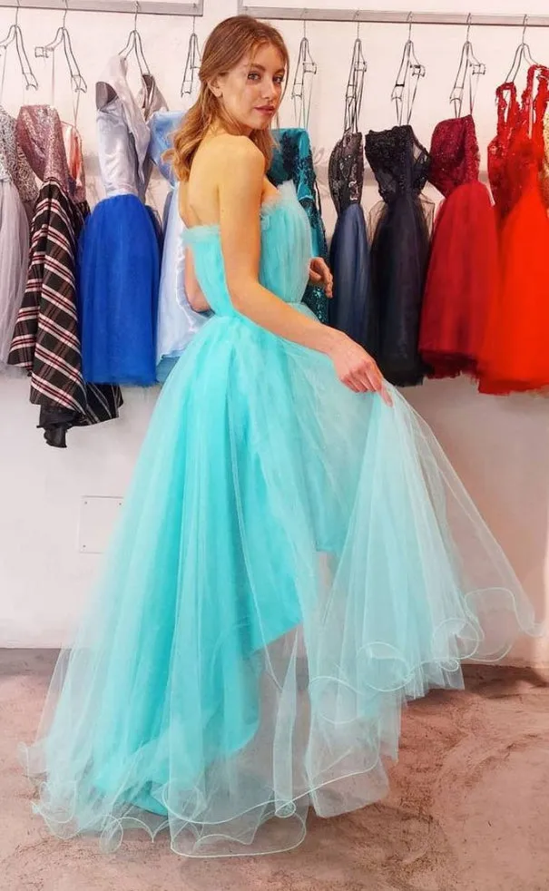 High-Low Tulle Long Prom Dresses,Evening Dresses,Winter Formal Dresses,BP636