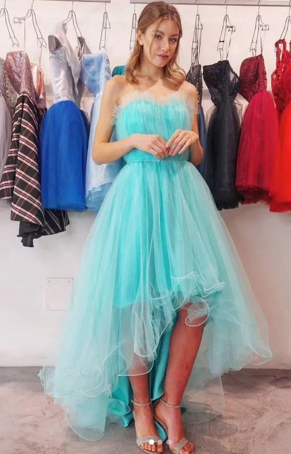 High-Low Tulle Long Prom Dresses,Evening Dresses,Winter Formal Dresses,BP636