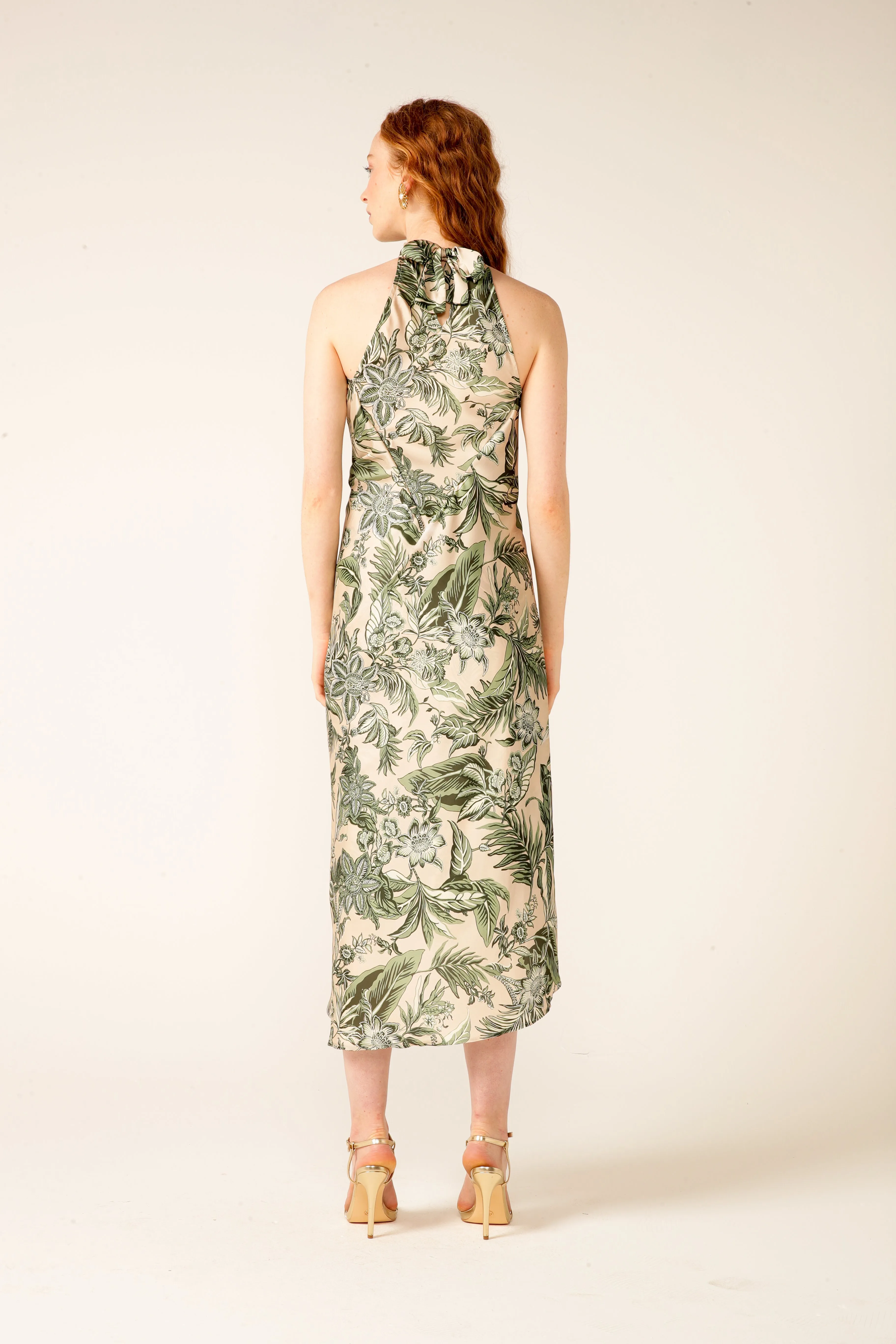 Jubilee Bias Dress - Olive/Cream