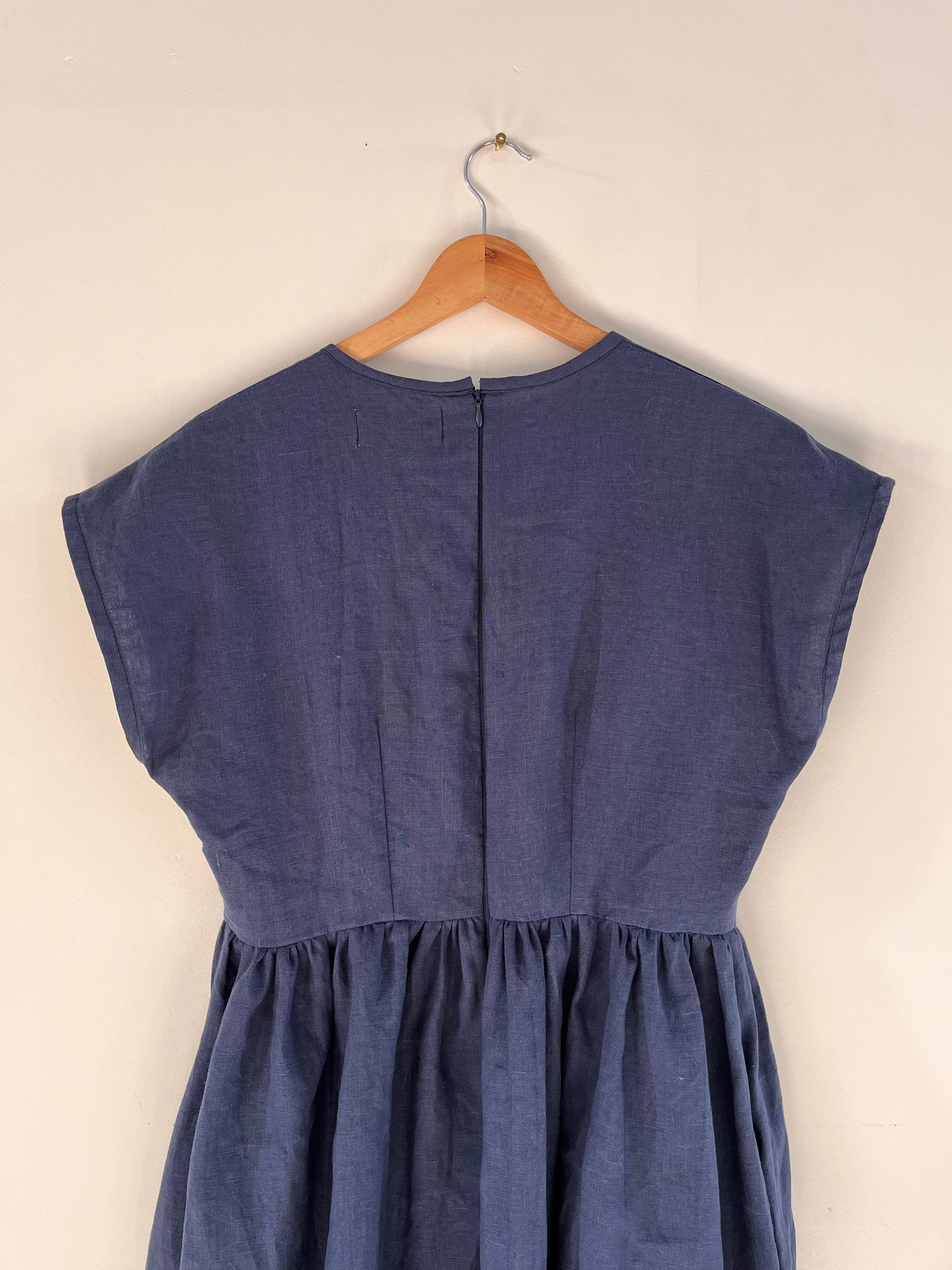 Linen midi dress- navy