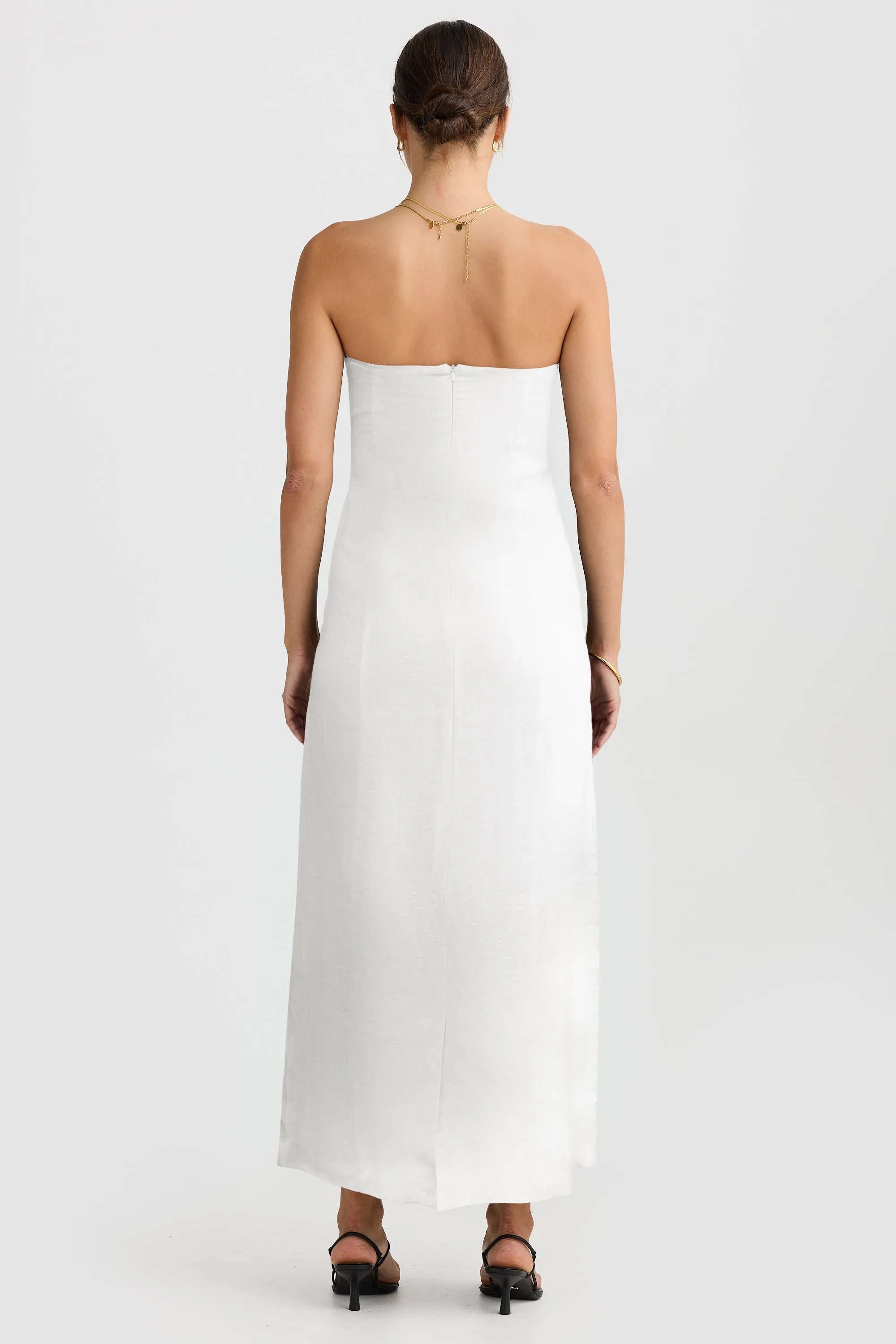 Lola Strapless Midi Dress White