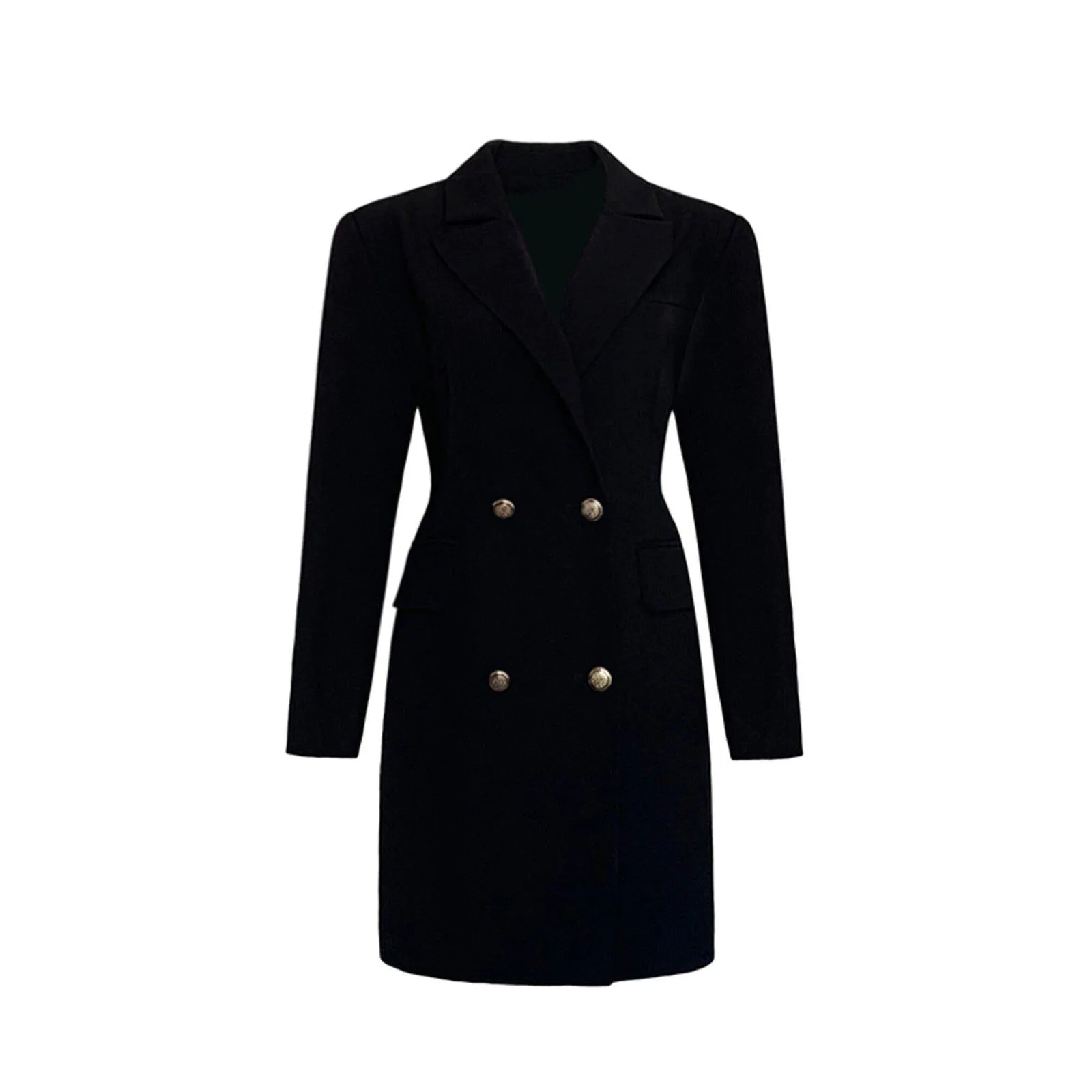 Long Sleeve Slim Fit Double Breasted Blazer Dress