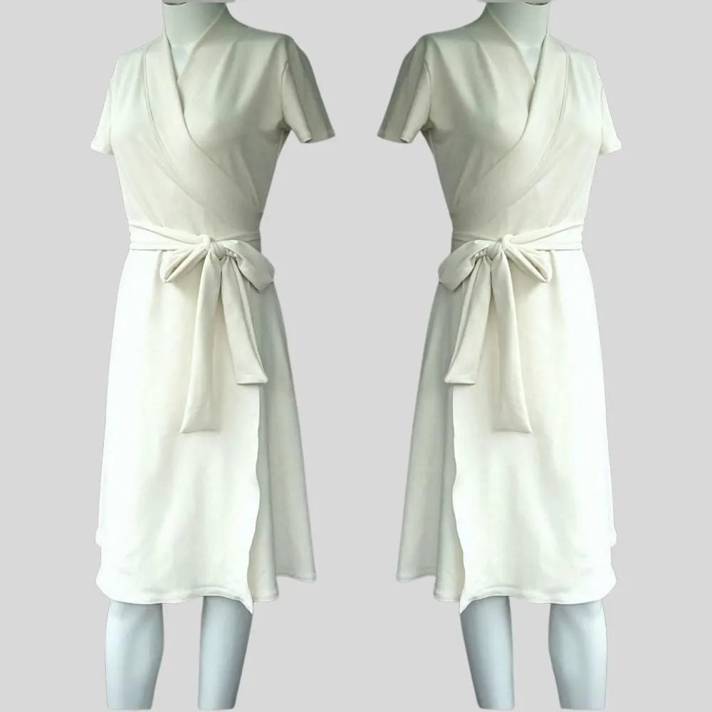 Long wrap dress - organic cotton or merino wool