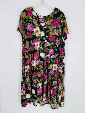 Maeve Size XL Black/Multi Floral Tiered Dresses Dress