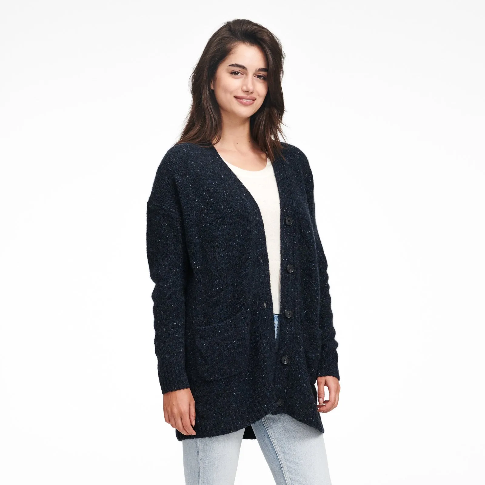 Marled Cashmere Grandpa Cardigan