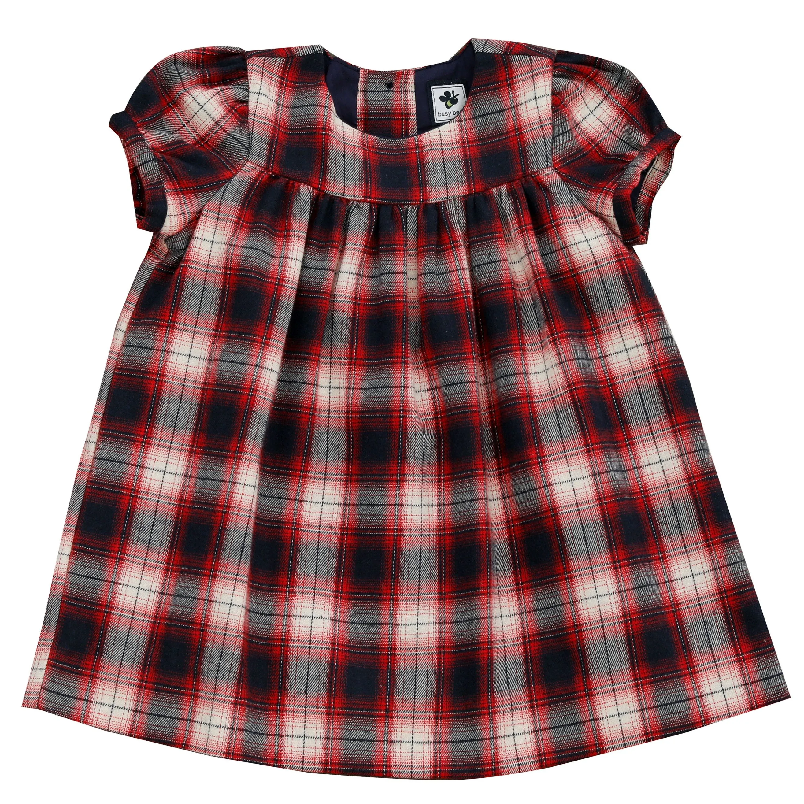 Matilda Girls Puff Sleeve Dress Red Plaid