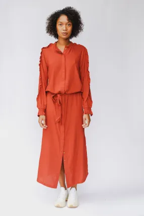 Elegant Barn Red Nupur Maxi Dress with Flattering Silhouette and Comfortable Fit