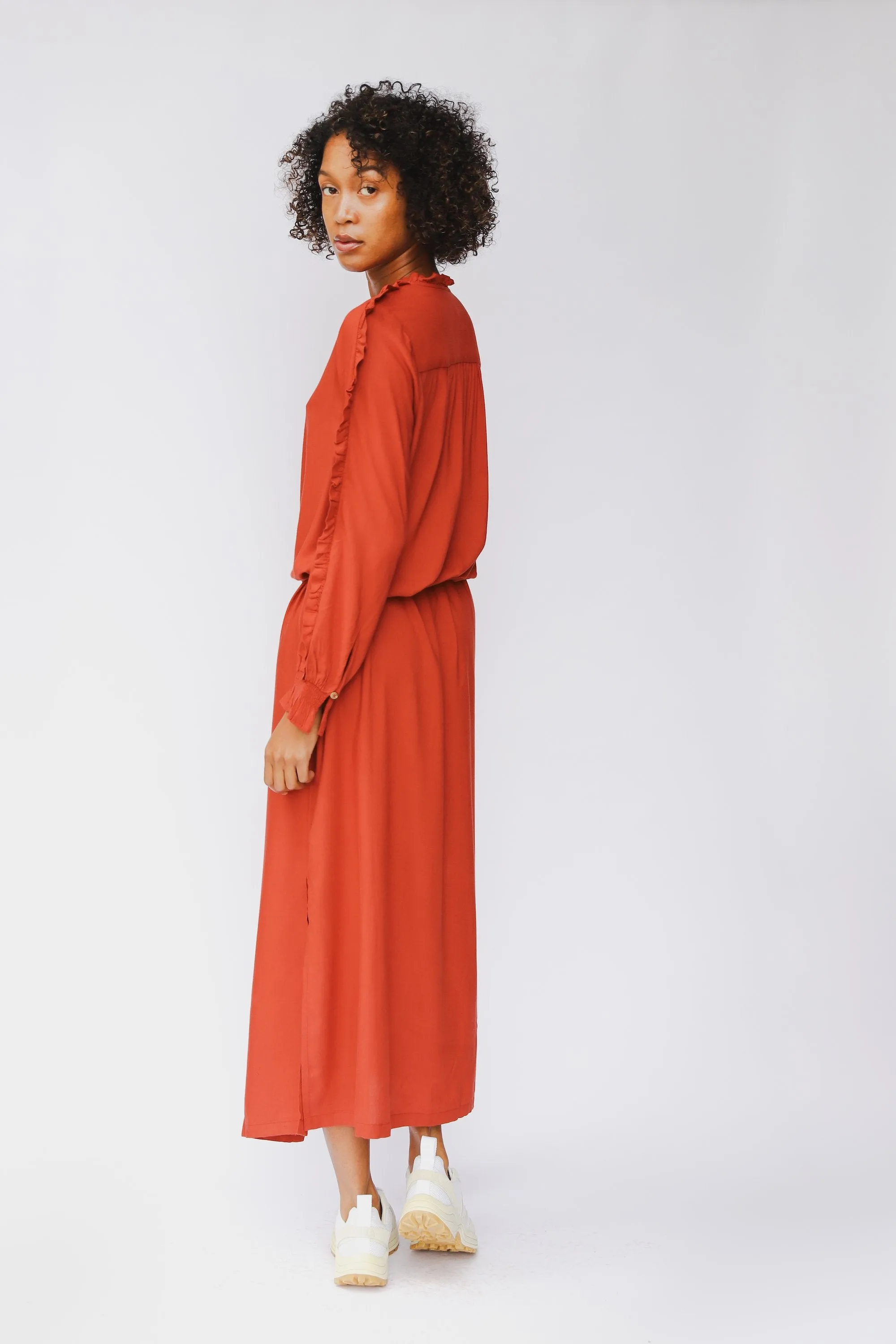 Elegant Barn Red Nupur Maxi Dress with Flattering Silhouette and Comfortable Fit