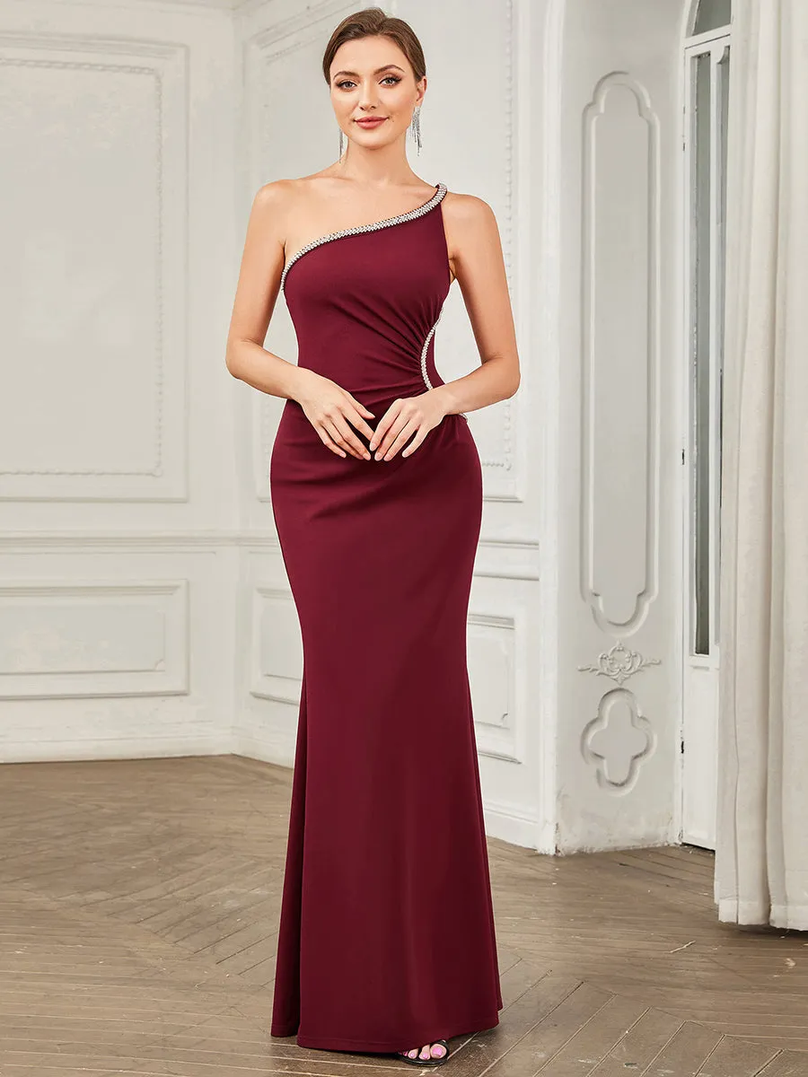 One Shoulder Backless Fishtail Sleeveless Wholesale Evening Dresses