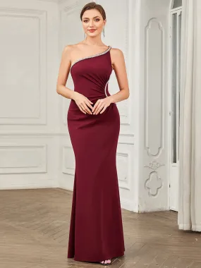 One Shoulder Backless Fishtail Sleeveless Wholesale Evening Dresses