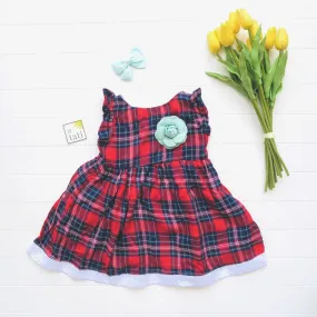 Periwinkle Dress in Red Tartan