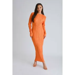 Pleated Maxi Dress - Orange