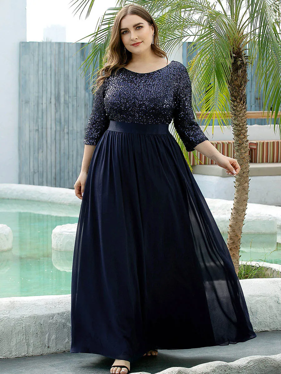 Plus Long Tulle & Sequin Wholesale Evening Dresses for Mother of the Bride