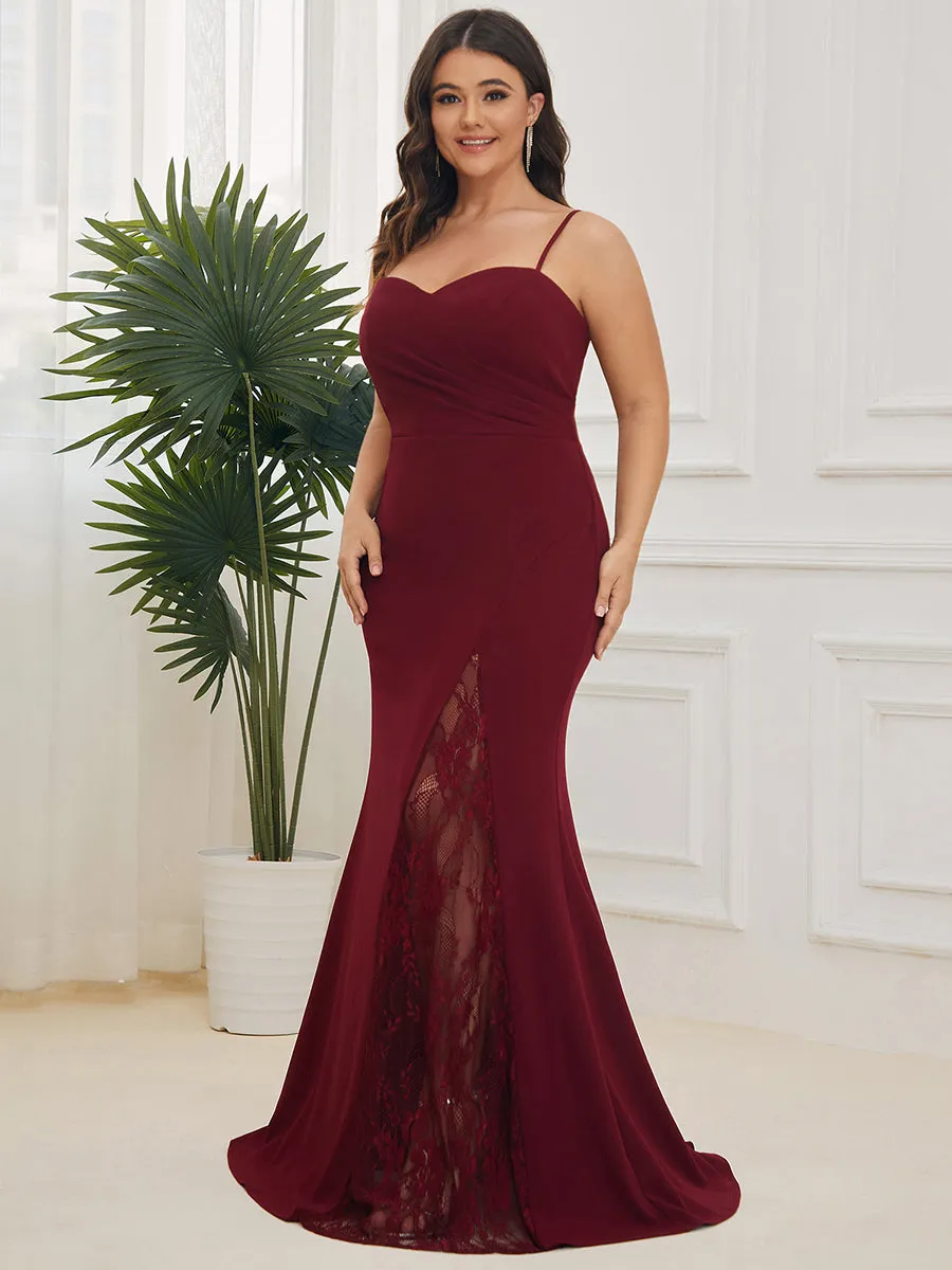 Plus Sexy Spaghetti Straps V Neck Fishtail Wholesale Evening Dresses