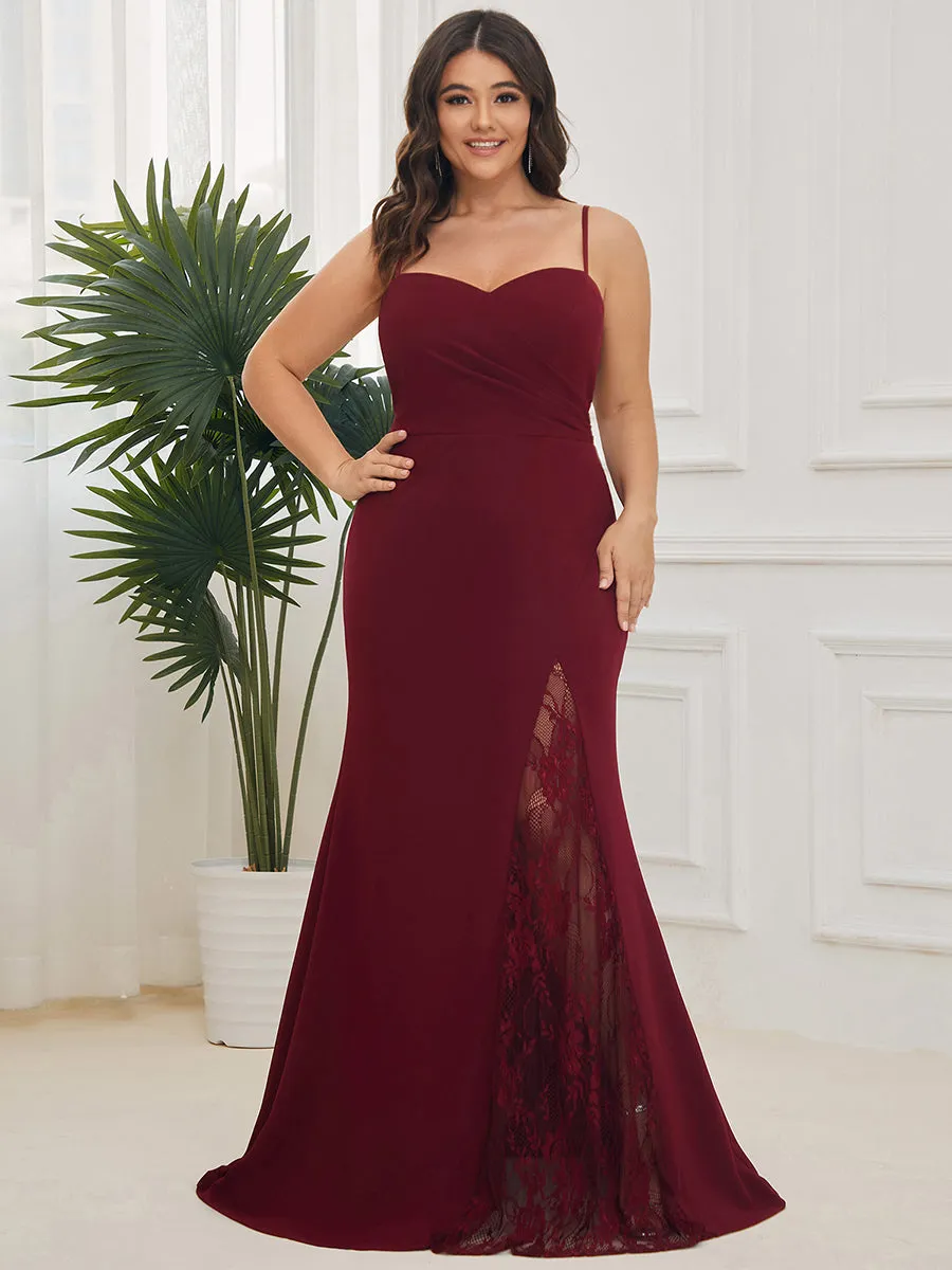 Plus Sexy Spaghetti Straps V Neck Fishtail Wholesale Evening Dresses