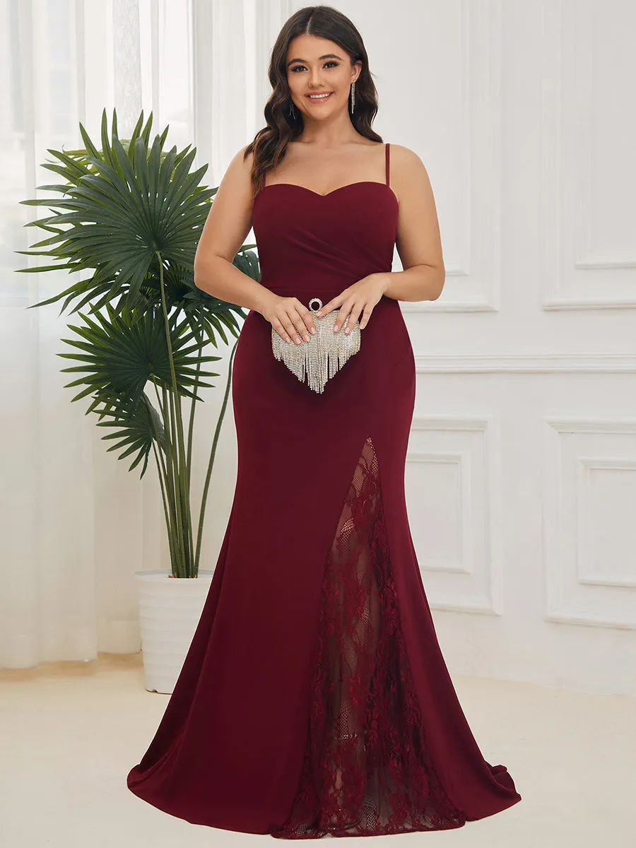 Plus Sexy Spaghetti Straps V Neck Fishtail Wholesale Evening Dresses