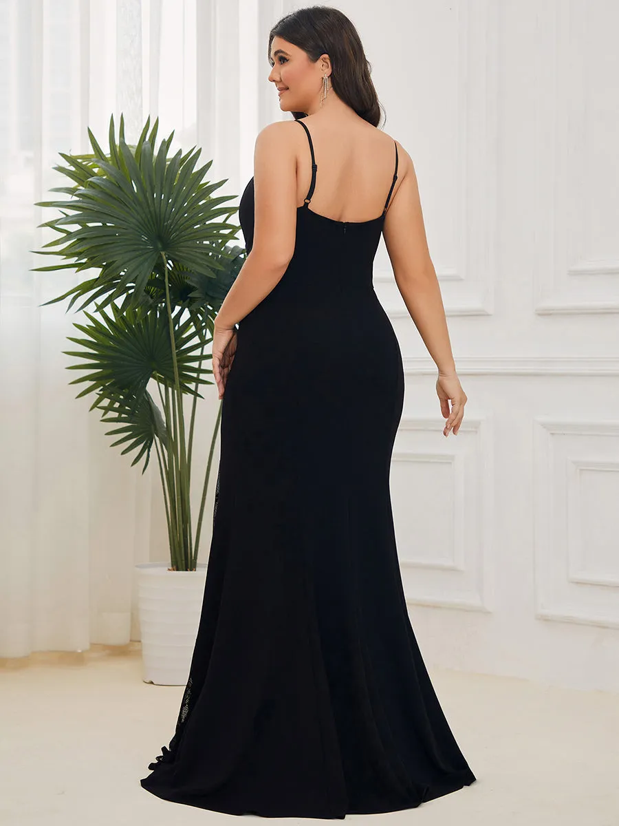 Plus Sexy Spaghetti Straps V Neck Fishtail Wholesale Evening Dresses