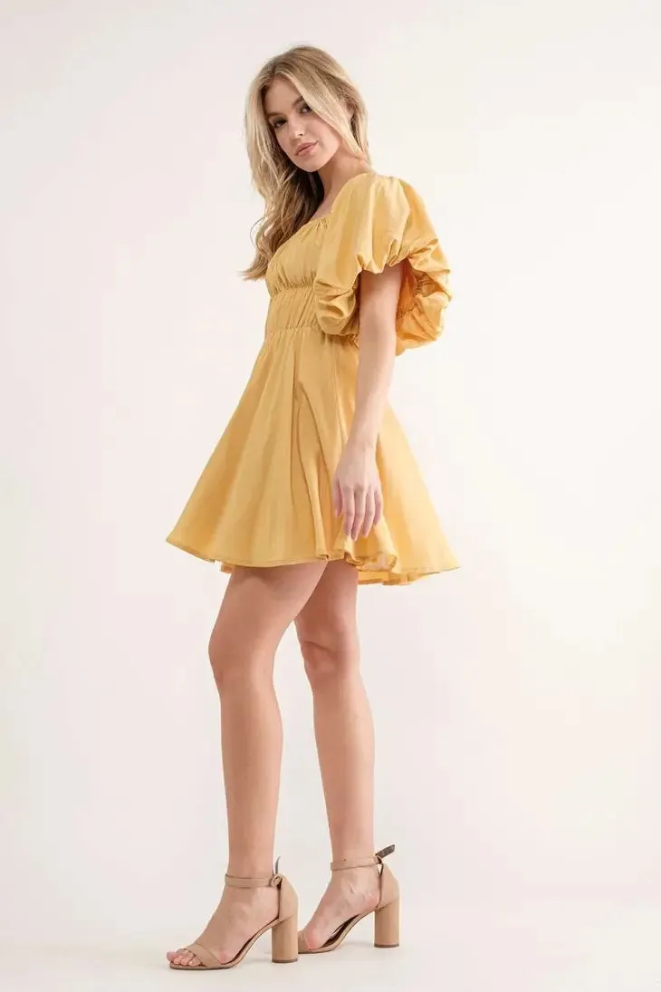 Puff Sleeve Mini Dress