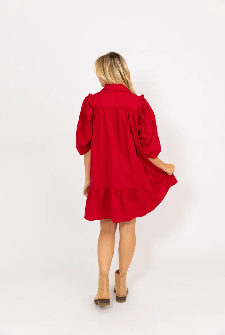 Puff Sleeve Ruffle Dress