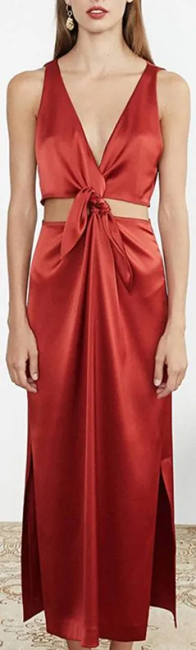 'Regina' Knotted Dress, Red