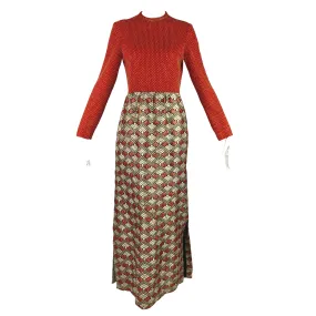 Retro Red   Gold Lame Maxi Dress