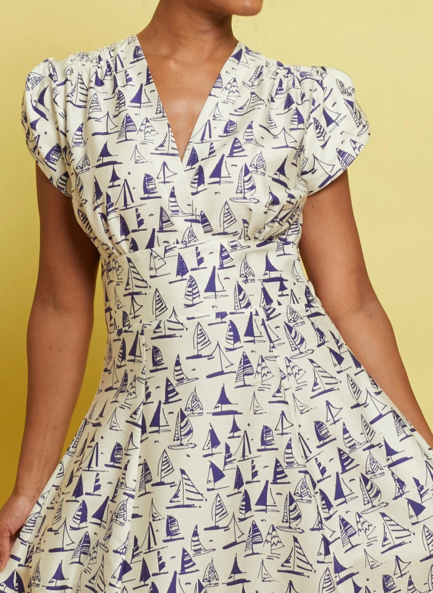 Rita Dress - Ivory Sailing Boats