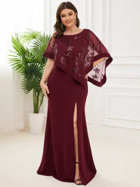 Robe de Mère de Mariée Asymétrique Cape Paillettes Grande Taille