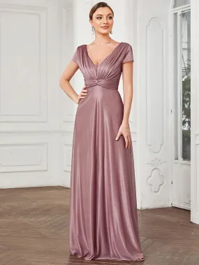 Robe mère de la mariée chérie plissée scintillante longue