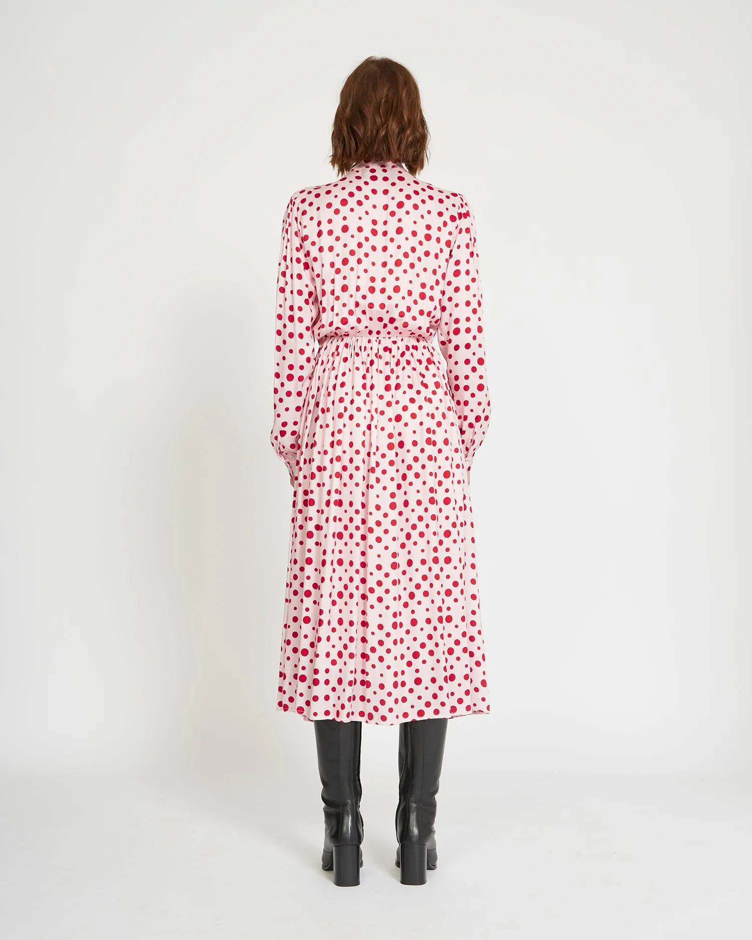 Silvian Heach Pink and Red Polka Dot Dress