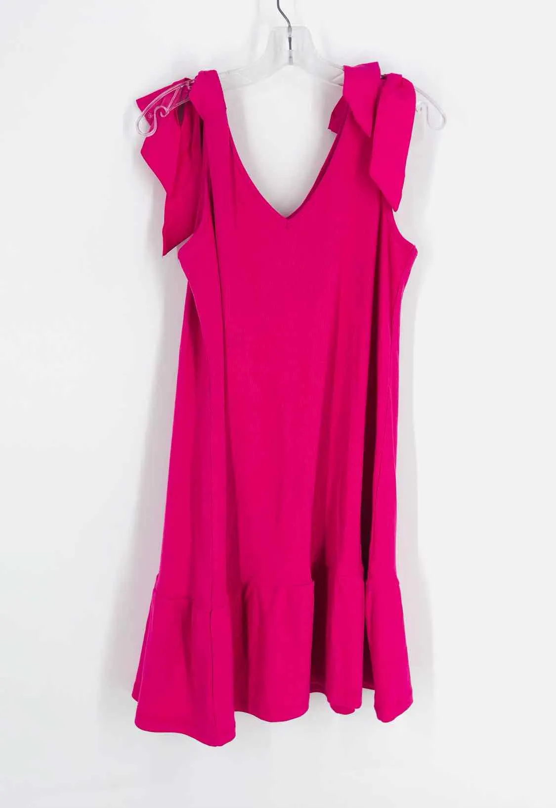 Size M Fuchsia Ribbed Bow(s) Dresses Dress