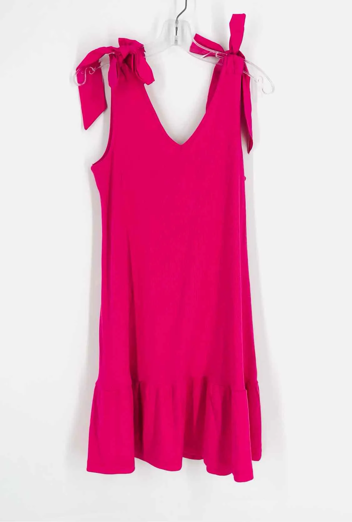 Size M Fuchsia Ribbed Bow(s) Dresses Dress